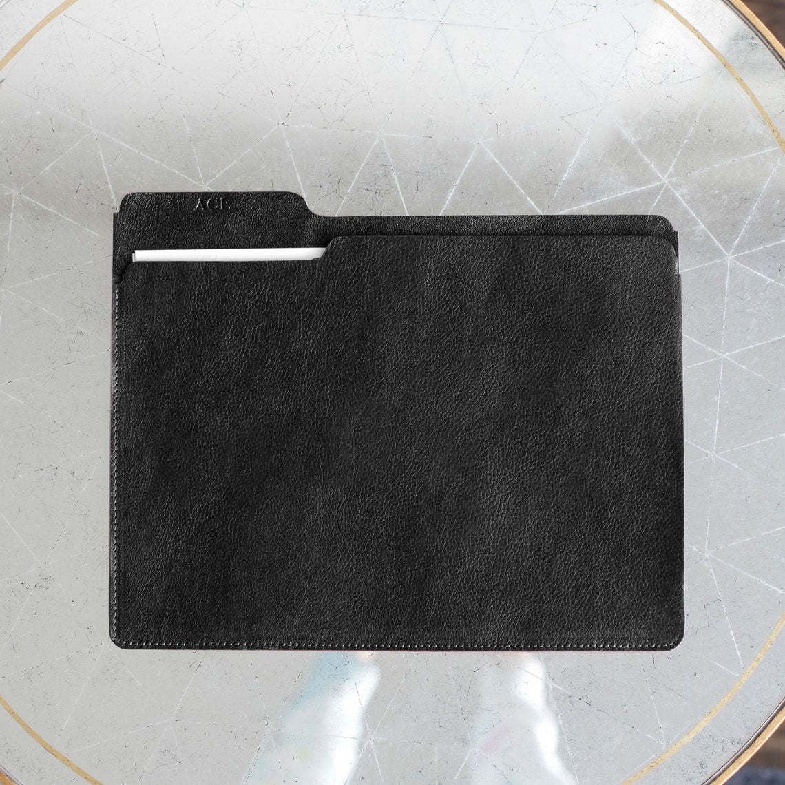 Leather file folder, black, no foil