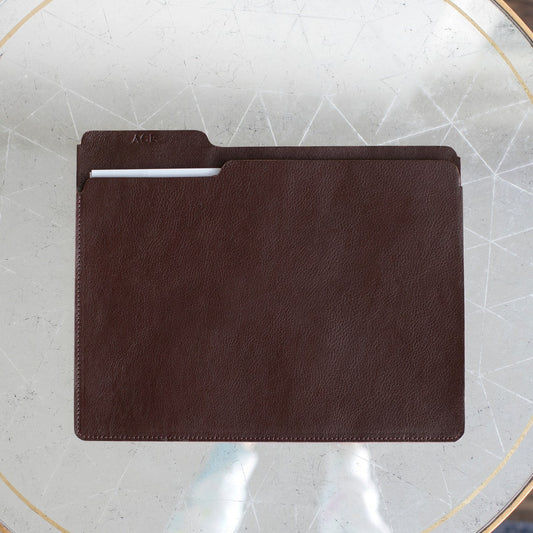 Leather file folder, brown, no foil