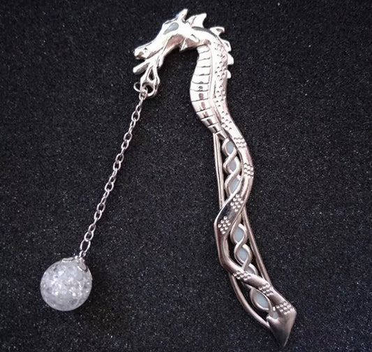 Glow in the Dark Metal Bookmark (Silver Dragon)