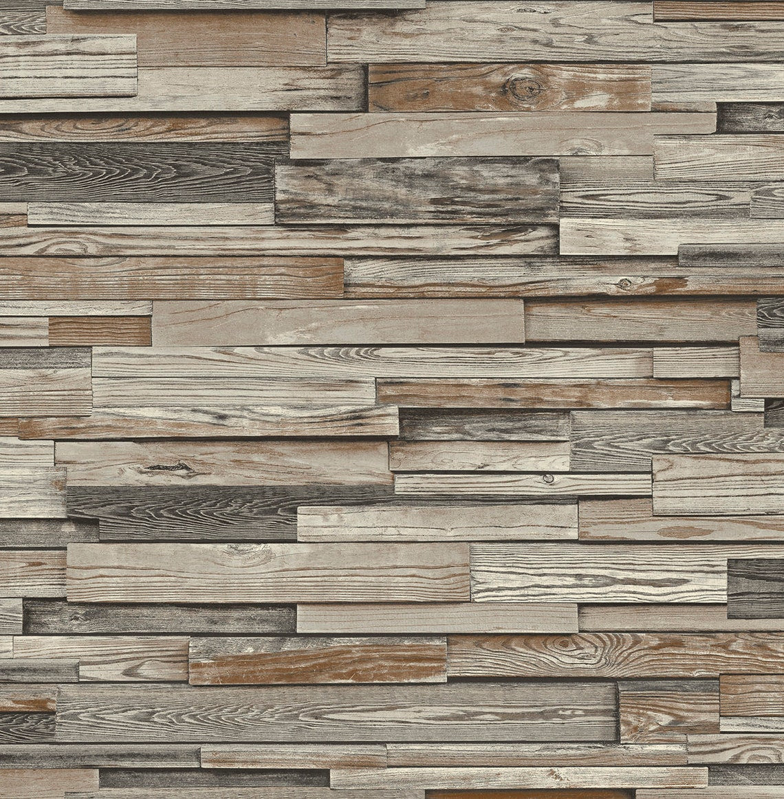 Stack Wood Plank Wallpaper (20.5 x 36 Inch Yard)