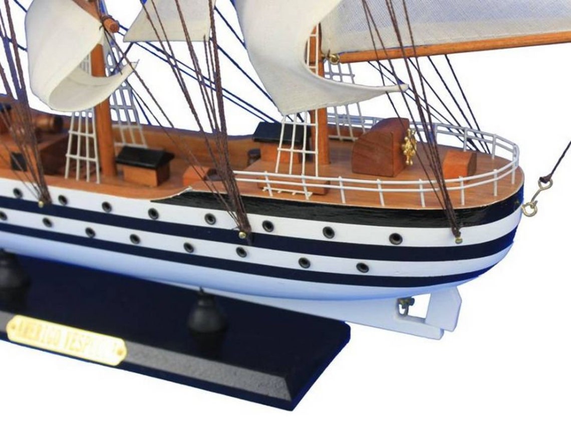 Amerigo Vespucci Wooden Model Ship, 15" L x 2" W x 12" H