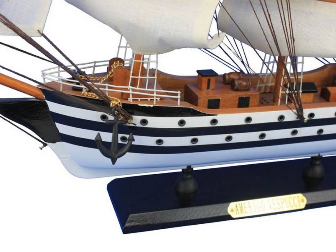 Amerigo Vespucci Wooden Model Ship, 15" L x 2" W x 12" H