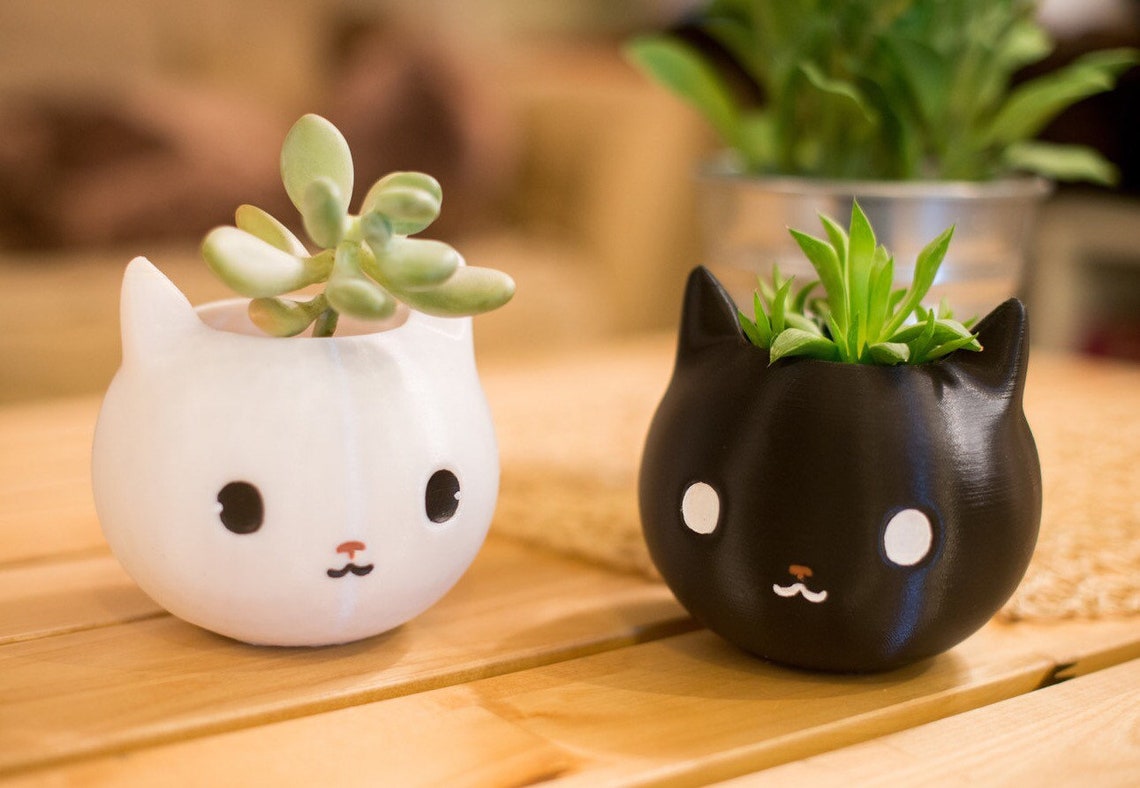 Cat planter, white,  size S