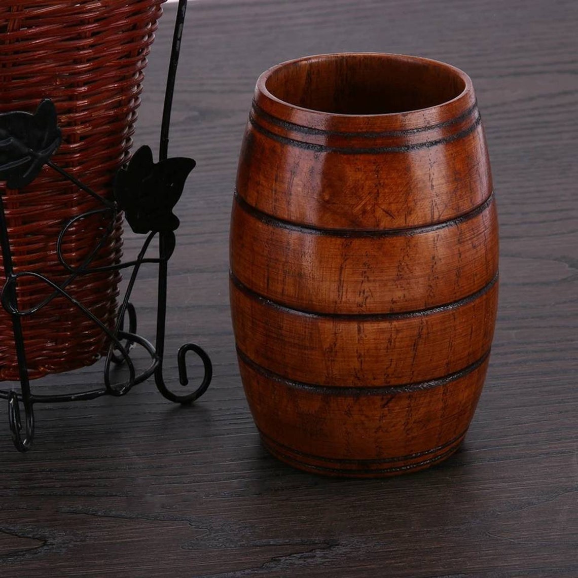 2-Piece Wooden Barrel Pitcher with Snack Bowl, vintage, style