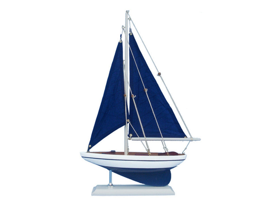 Pacific Sailer Wooden Model Ship, Blue+Blue sails