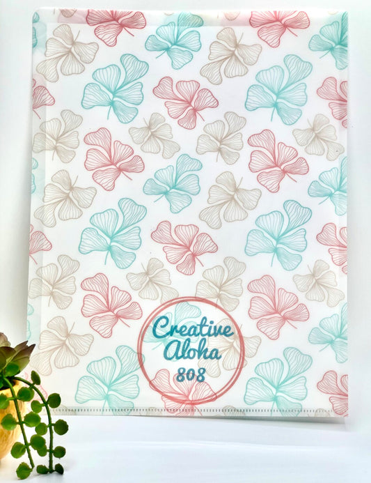 Letter size L pocket file organizer, ginkgo leaf print