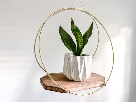 Elegant Hanging Plant Rack with Rings, Standing Natural