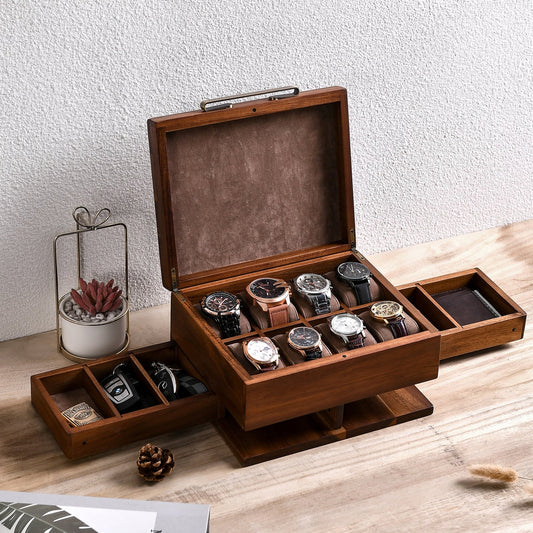 Walnut Finish Watch Box Organizer, Ying Yang 10.2 x 8.2 x 5.7