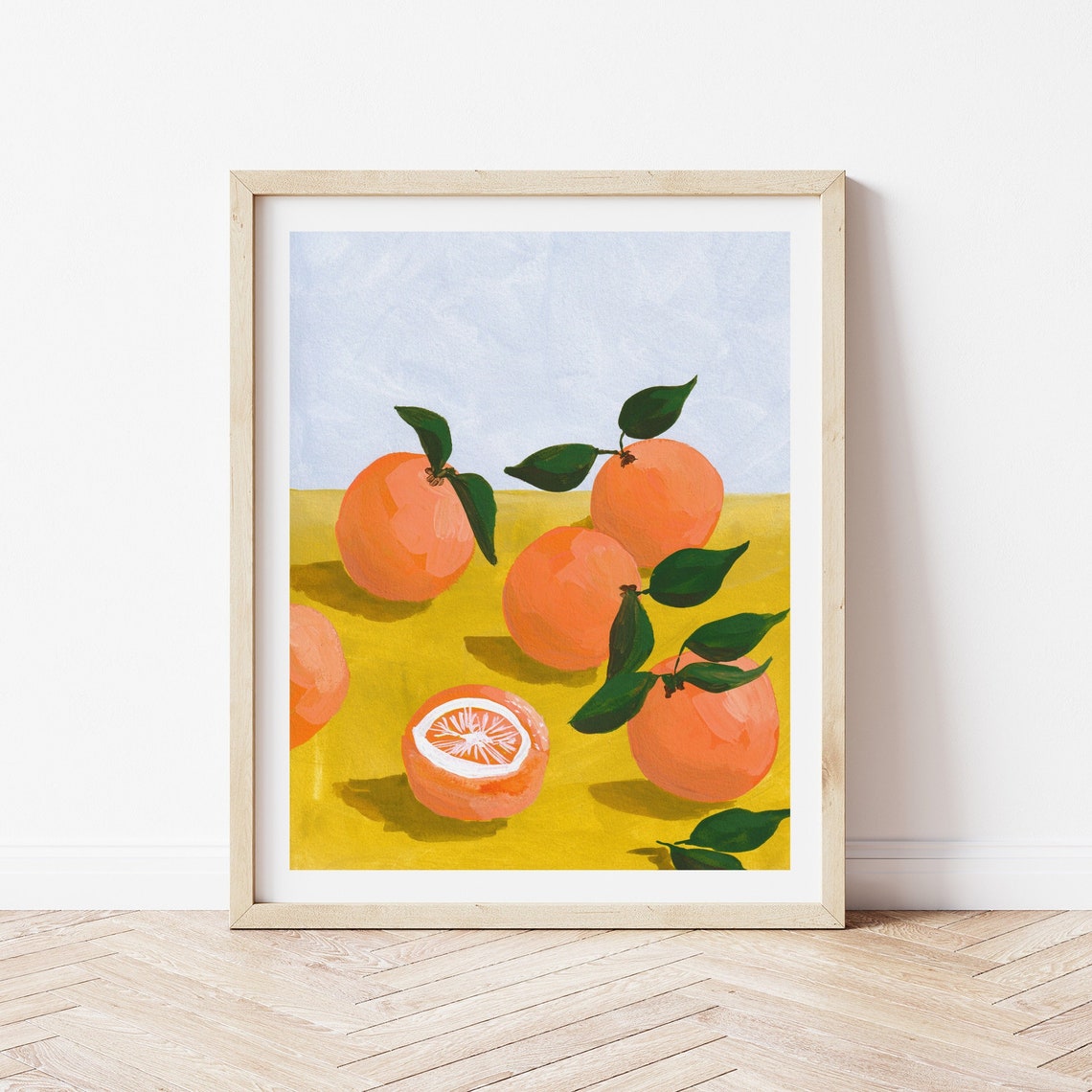 Modern Art Print Picture Orange Artwork Illustration, 16x20 inch