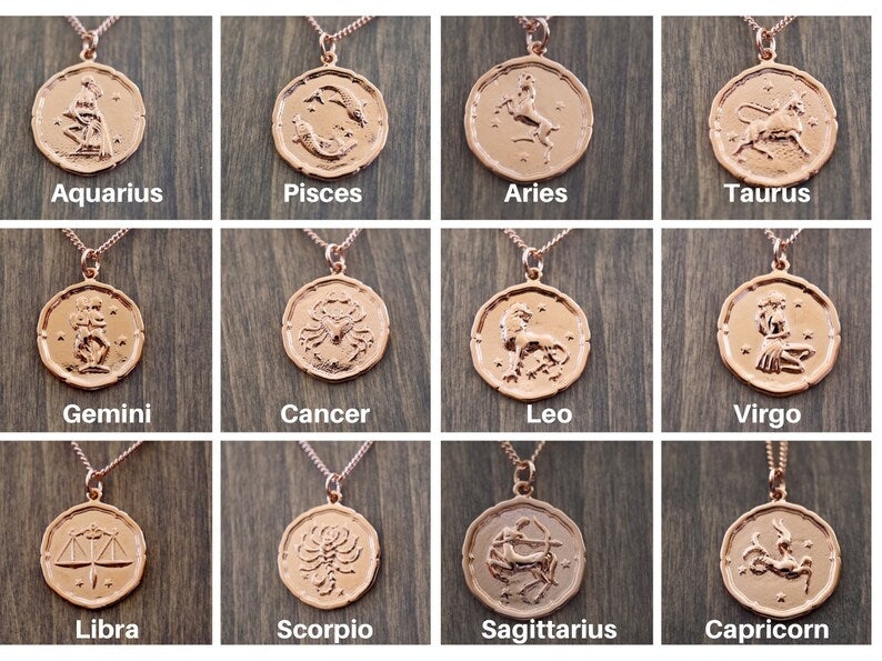 16/5" Gold Plated Brass Zodiac Pendant Necklace, Aries