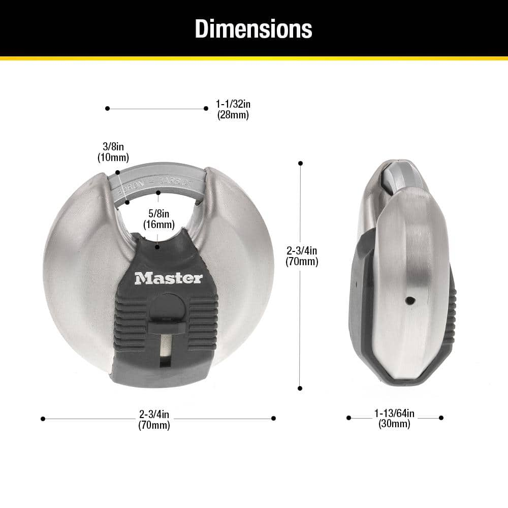 Heavy Duty Outdoor Shrouded Padlock with Key, 2-3/4" Wide, pack-2