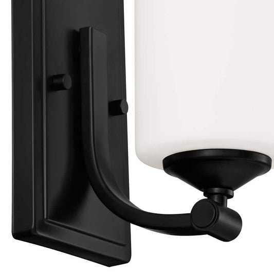 1 Light Wall Sconce with Opal Glass (Color: Matte Black)