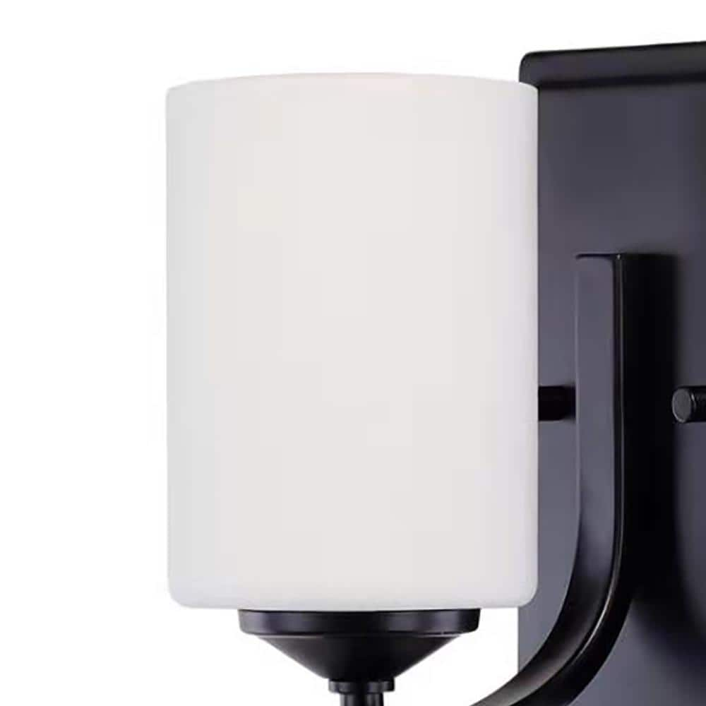 1 Light Wall Sconce with Opal Glass (Color: Matte Black)