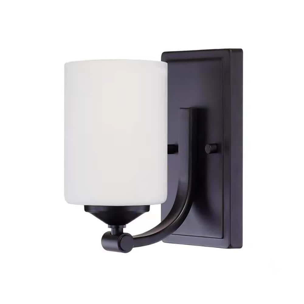 1 Light Wall Sconce with Opal Glass (Color: Matte Bronze)