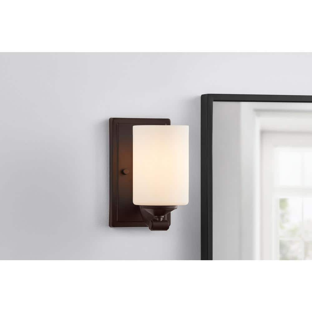 1 Light Wall Sconce with Opal Glass (Color: Matte Bronze)