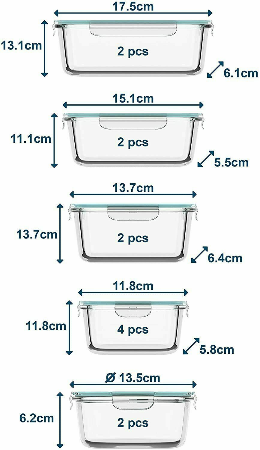 (12 Containers) Glass Food Storage Containers, Airtight Lids