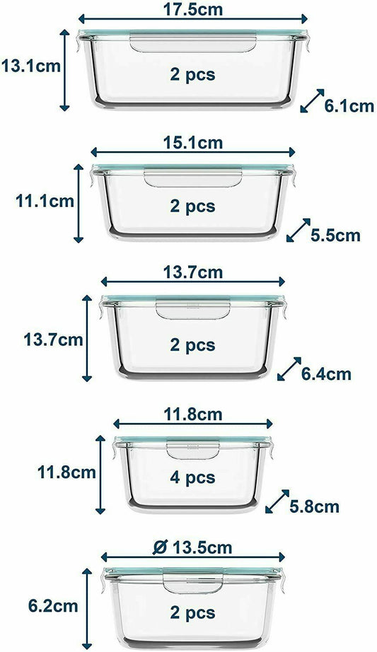 (12 Containers) Glass Food Storage Containers, Airtight Lids