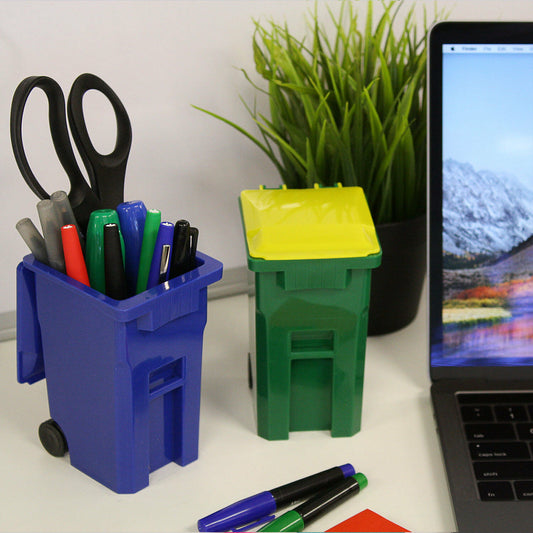 Mini Desk Bin & Pencil Recycling Bin - Blue/Green