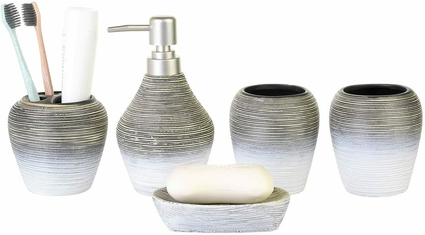 5-Piece Ceramic Bathroom Accessory Set Color: (Gray)