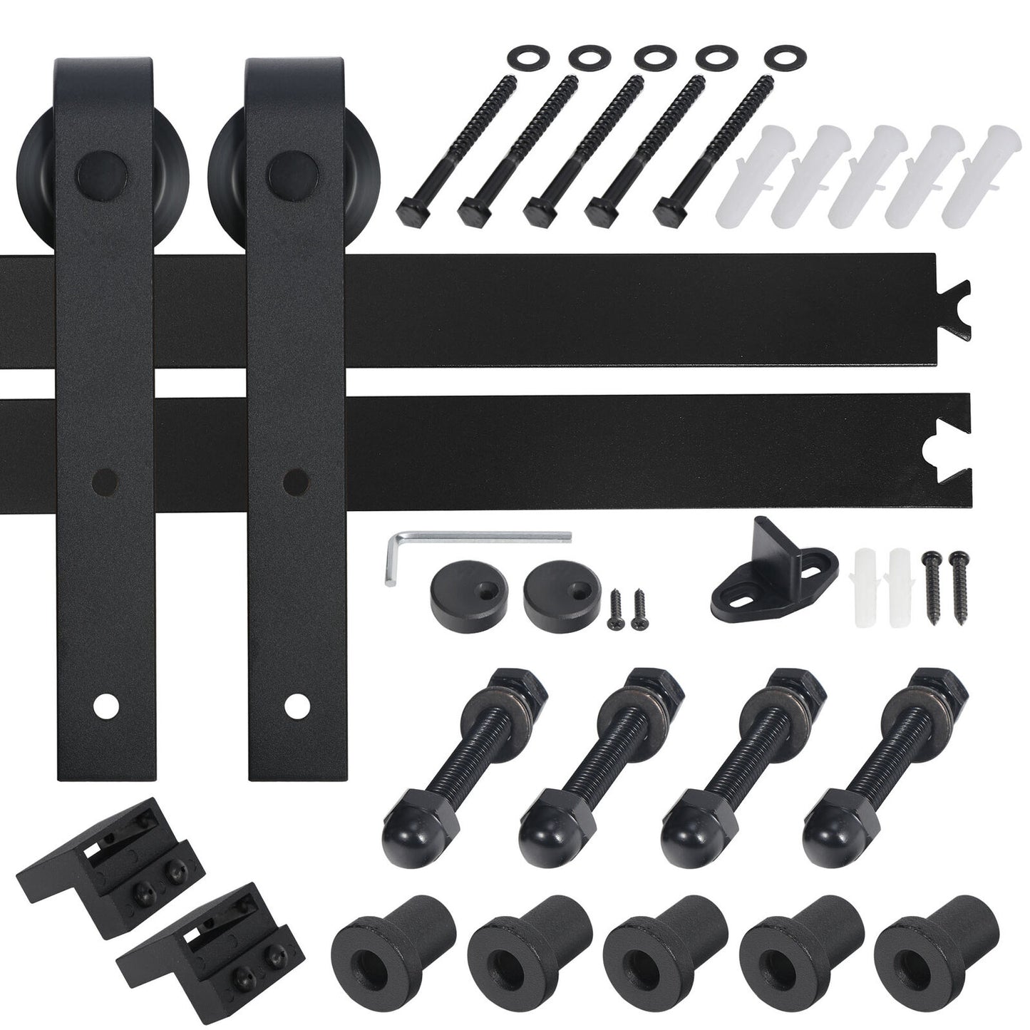 6.6ft Black Modern Closet Sliding Door Hardware Kit