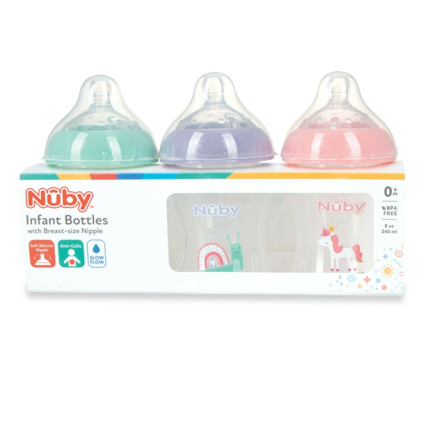 3-pack of baby bottles, Size: 8 oz/240 ml, Model: Girls