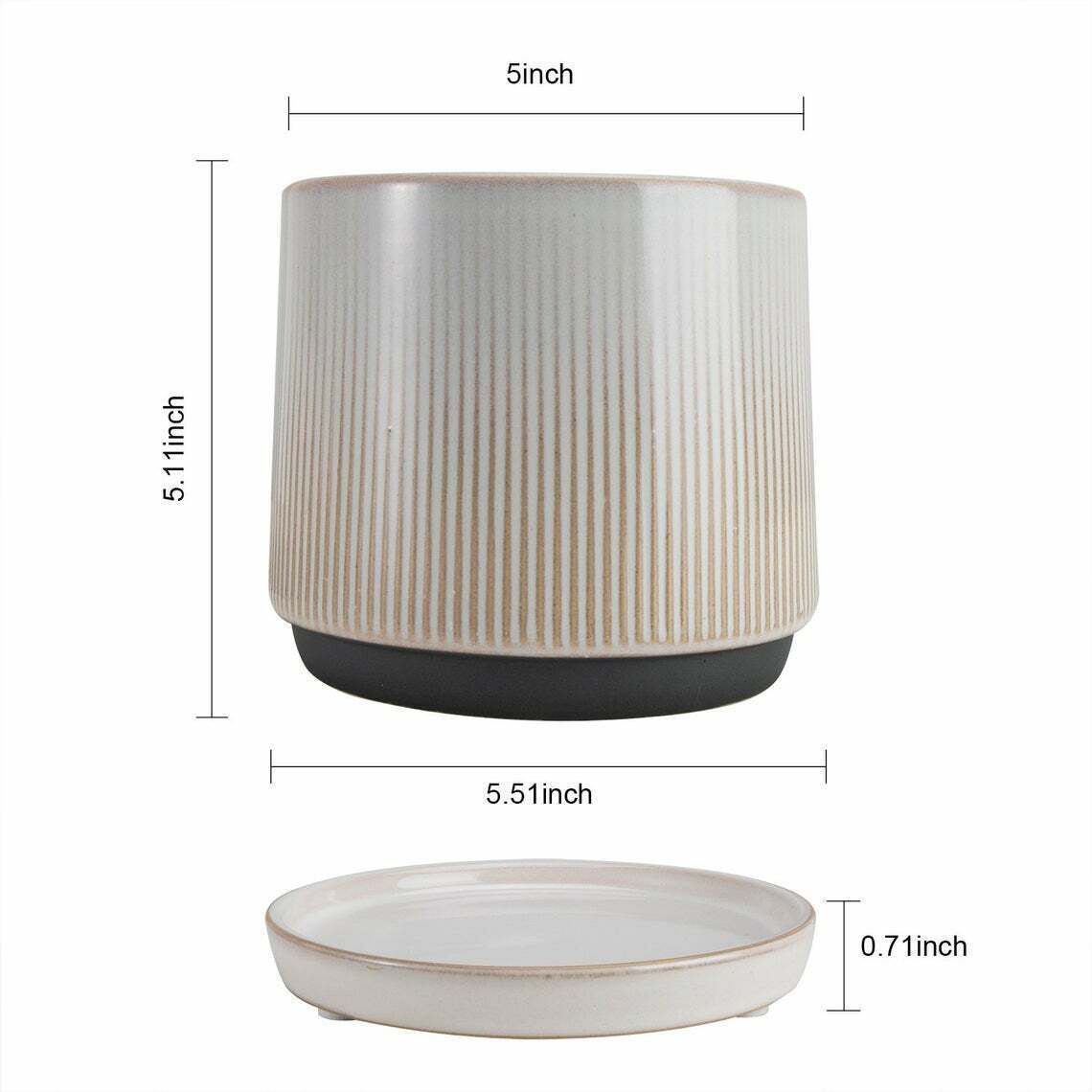 2 pack of 5 inch ceramic pots with drainage hole and saucer