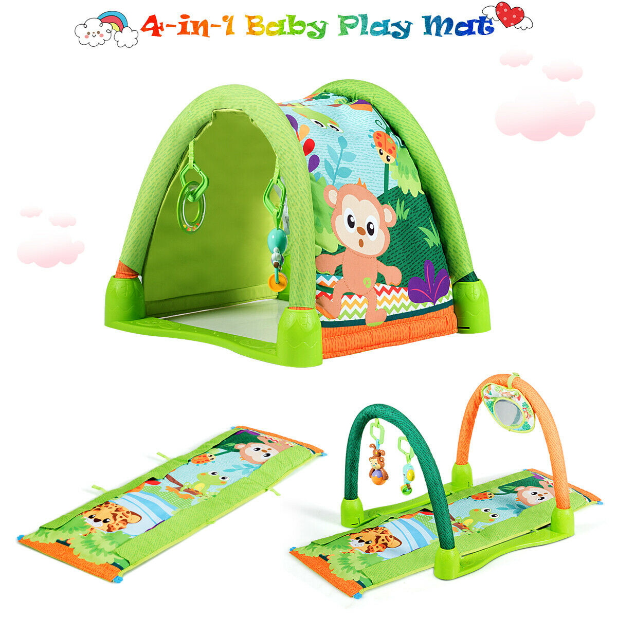 4-in-1 baby play mat, Color: Green