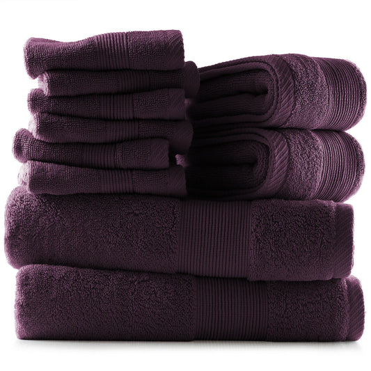 10-Piece Bath Towel Set (Color: Purple)