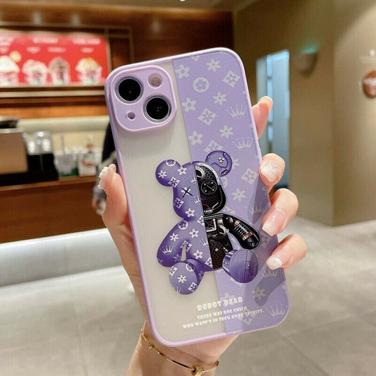 For 13 Pro Max Mechanical Bear Phone Cover, Color: Purple