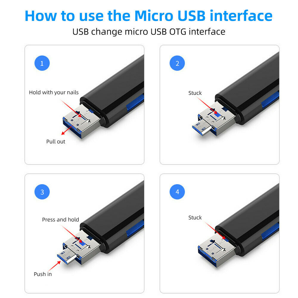 USB 3.0 Micro USB Type C Card Reader MicroSD OTG Memory Adapter