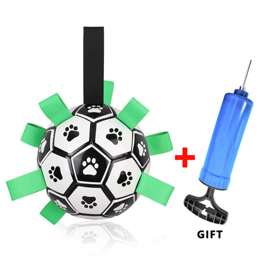 Pet soccer ball with easy-grip tabs