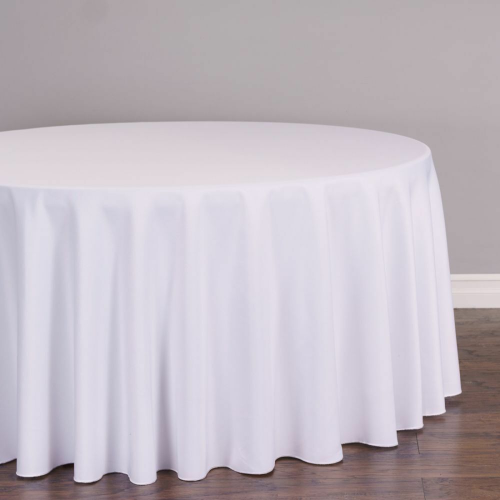 1 Pack Round Polyester Tablecloth, Color (White)