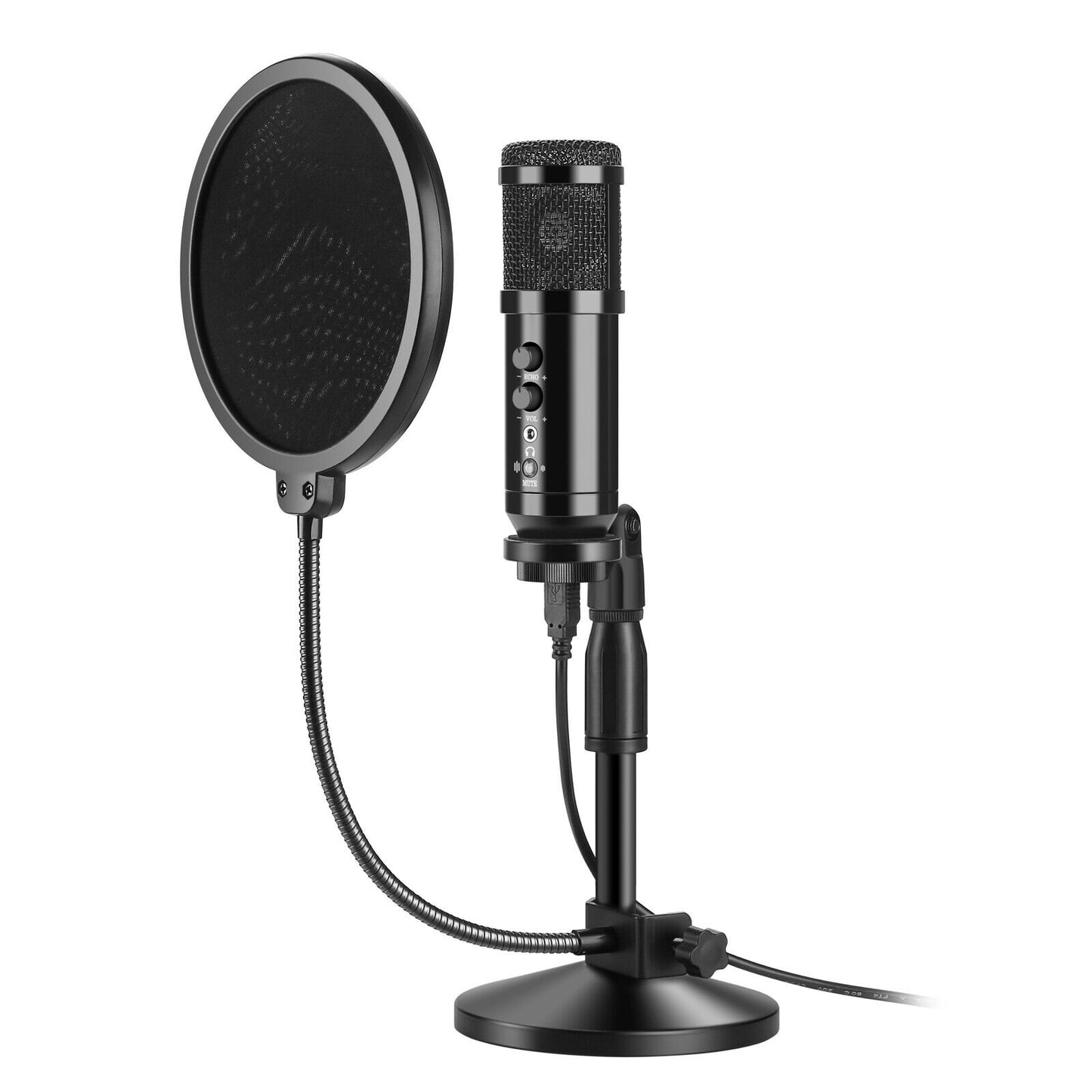 USB 2.0 Condenser Microphones+Table Stand+Pop Filter for Laptops