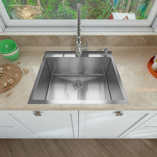 25" Single Bowl 304 Stainless Steel Sink