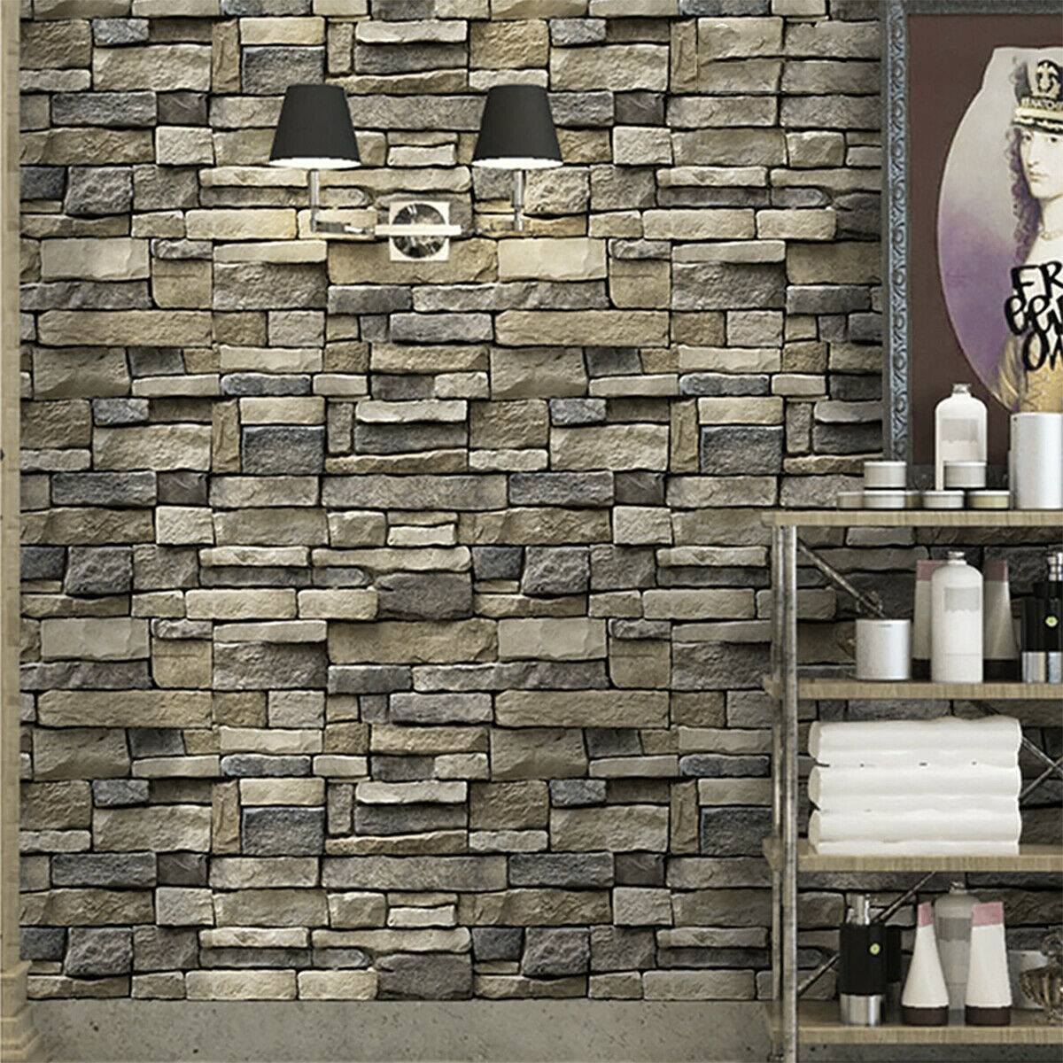 3D Stone Wallpaper Self-Adhesive Brick Waterproof