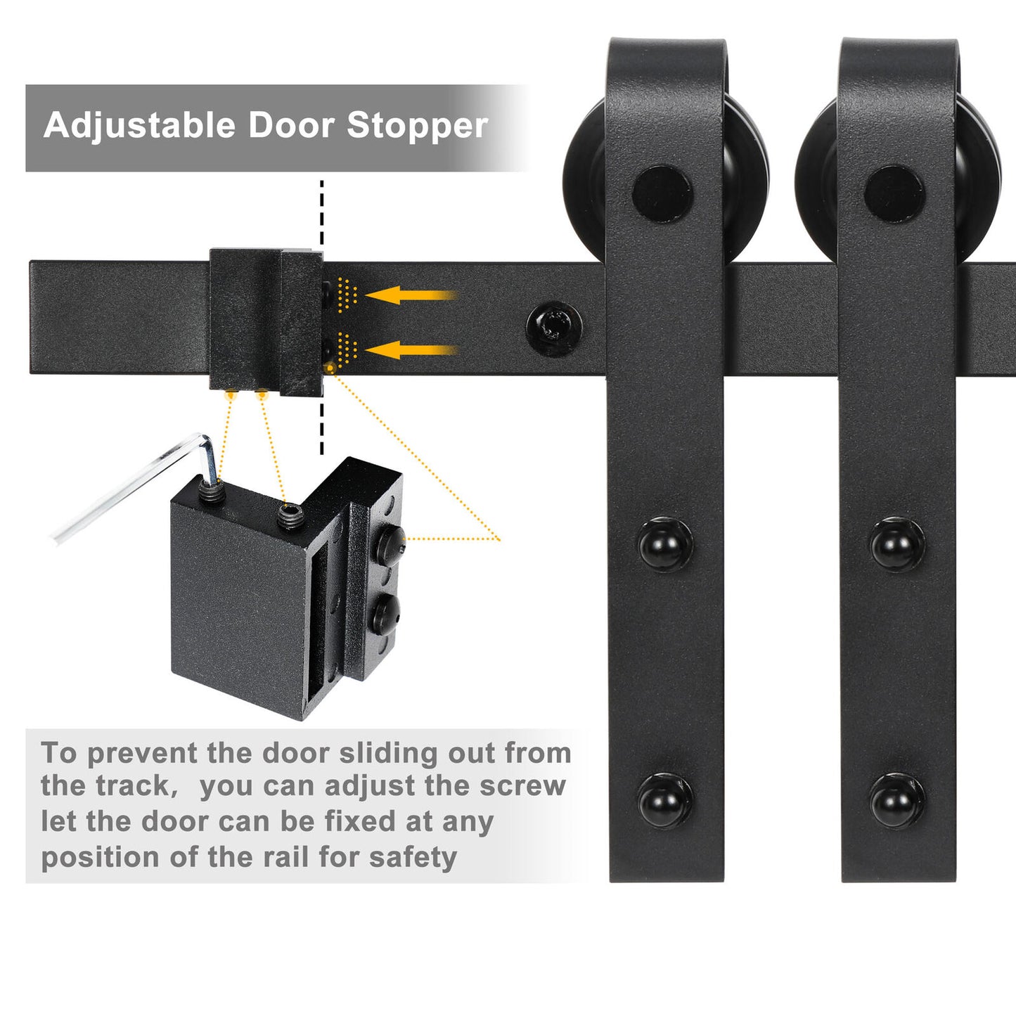 6.6ft Sliding Door Hardware Kit for Hanging Closet