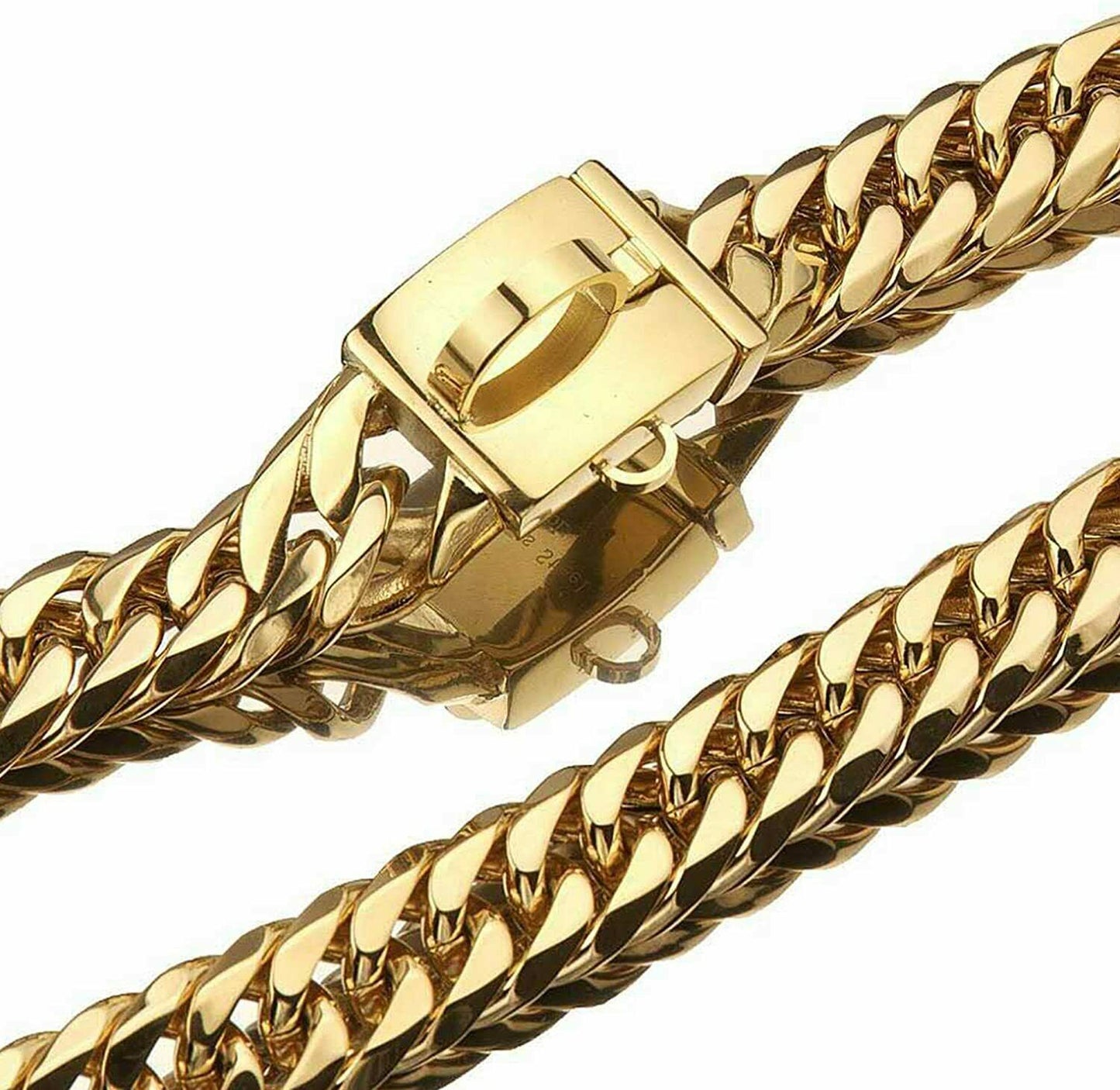 18K Gold Cuban Link Pet Collar with Secure Snap Buckle Size 20"