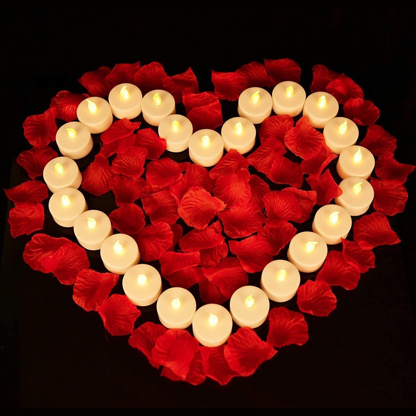 2000 pieces of artificial rose petals + 24 candles