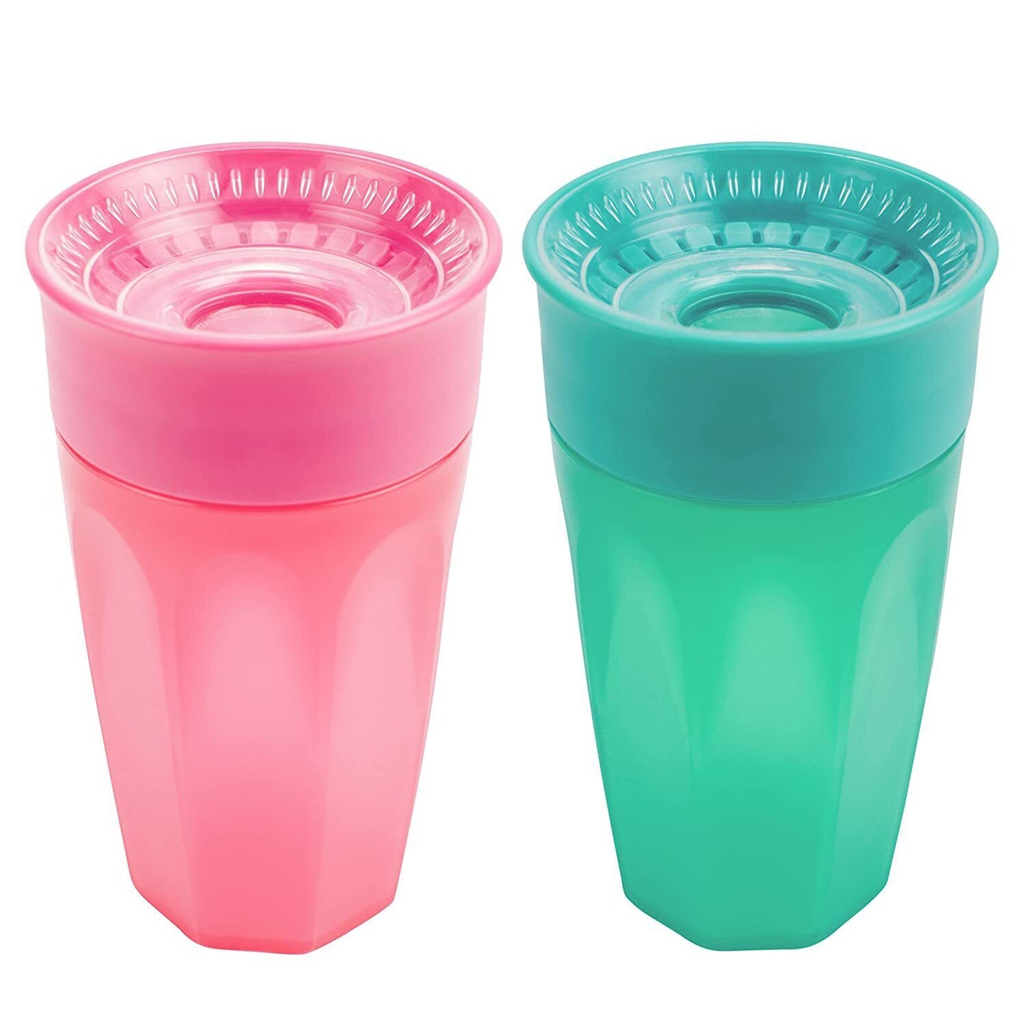 Training cup without spout, 10 oz, pink/turquoise