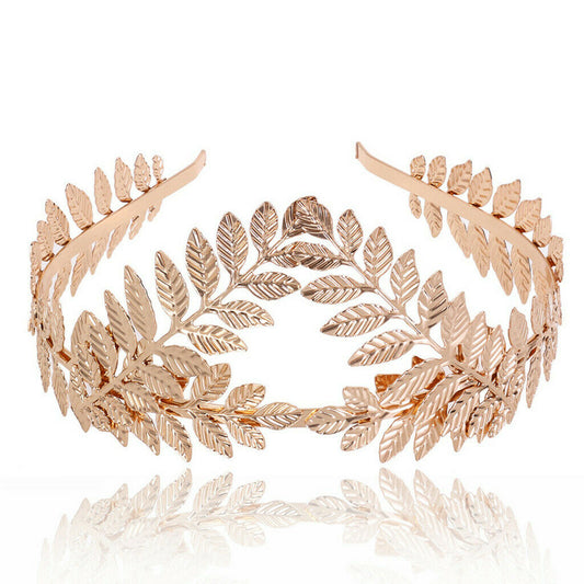 Flower leaf headband, golden crown