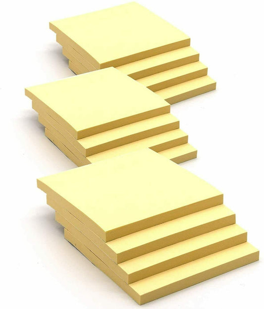 Office Premium Sticky Notes, 3 x 3 Inches, Yellow, 12 Pads