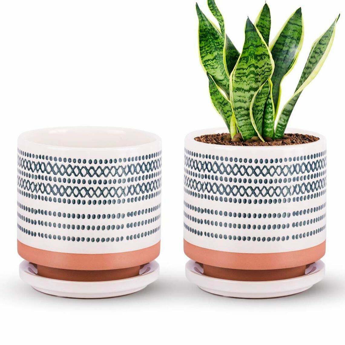 2 Pack of 5 Inch Ceramic Plant Pots