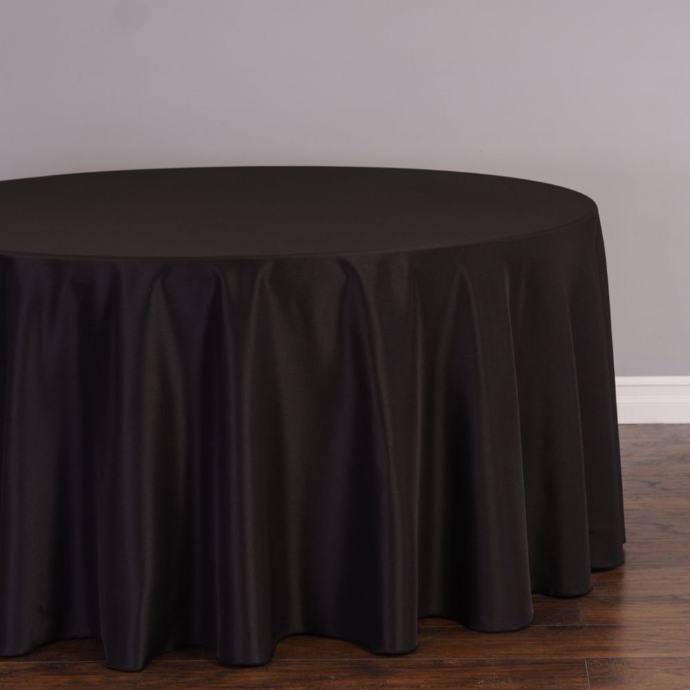 1 Pack Round Polyester Tablecloth, Color (Black)