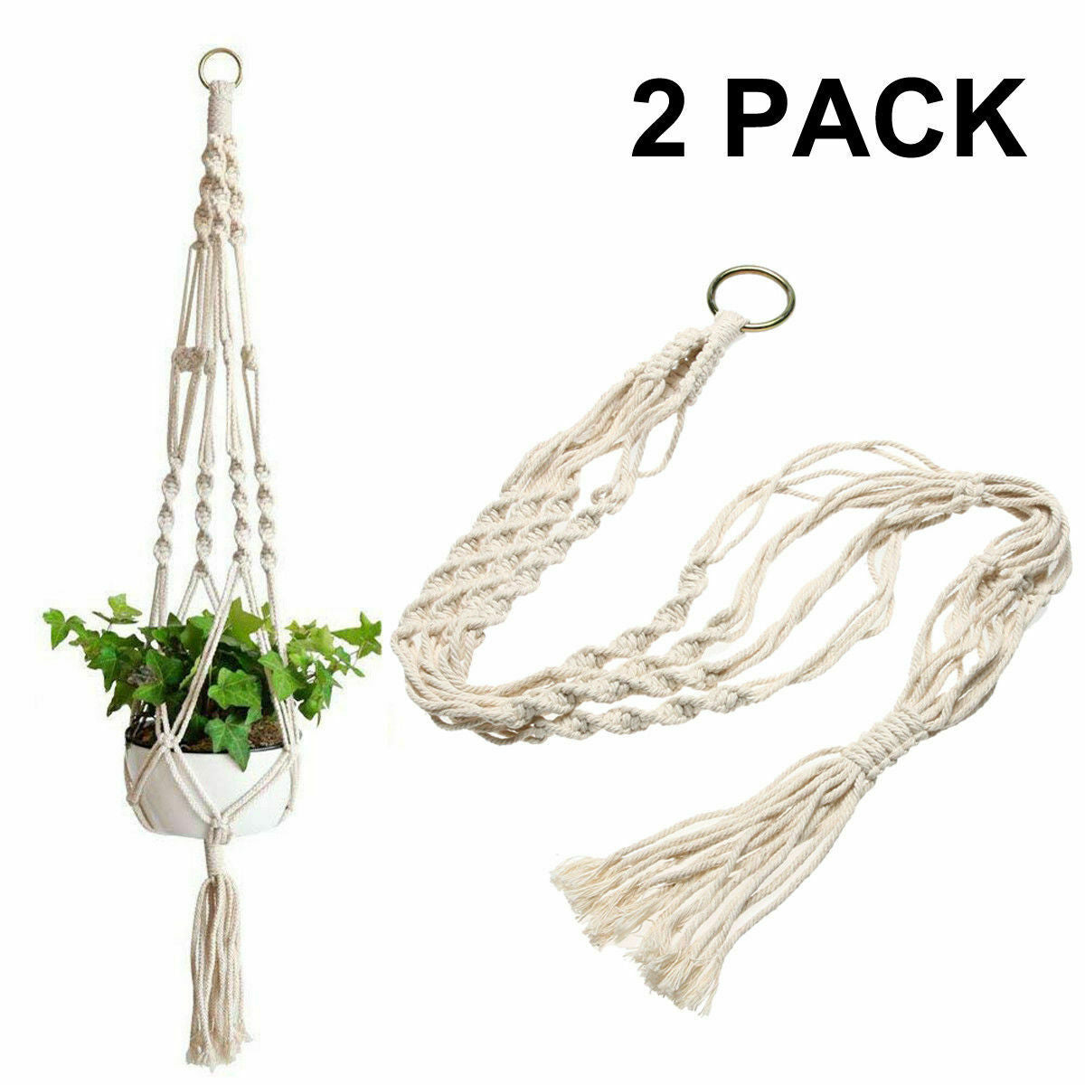 2 Pack Macrame Plant Hangers 41"