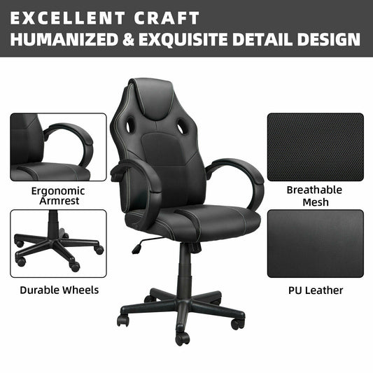 Swivel Desk Chair, Reclining, Color: Black