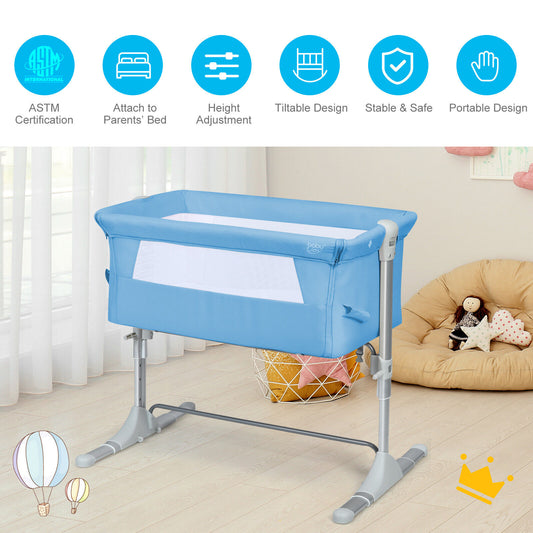 Portable baby bed with carry bag, color: blue