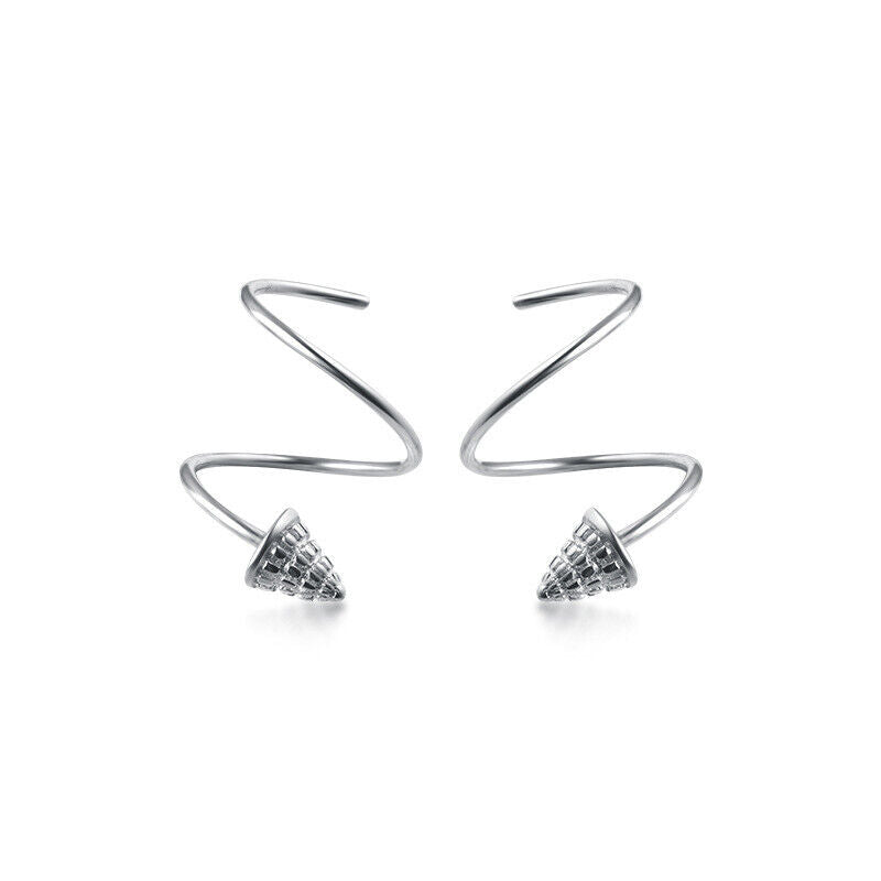 1 Pair of Silver Tapered Stud Earrings