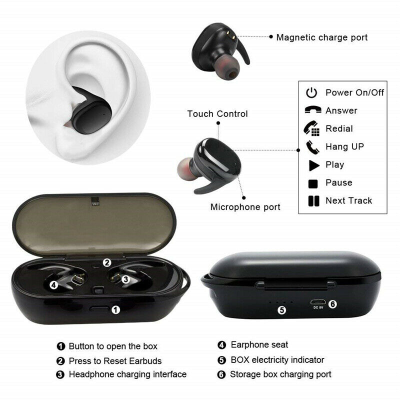 Waterproof Touchscreen Bluetooth Headset, Colour: Black