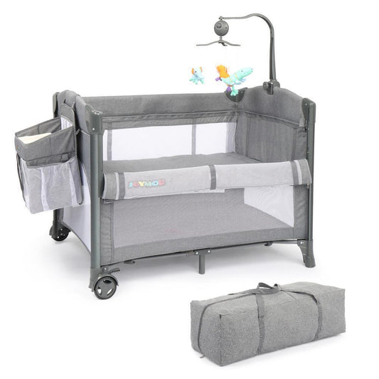 4-in-1 Convertible Cribs, Bassinet, Gray