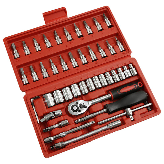 46pcs 1/4" Socket Tool Set Repair Kit